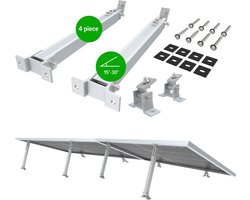 NuaSol Zonnepaneel Beugel - voor Zonnepanelen Balkon - Zonnepaneel Montage - Aluminium - Hoek 15-30° - Montageset - Zilver - Set van 2