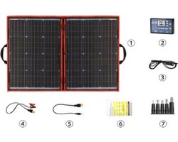 Opvouwbaar Zonnepaneel voor Powerbank, Telefoon, Survival - Noodpakket Denk Vooruit - Kamperen - Draadloos Elektriciteit - 100W