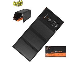 Ortho® - Opvouwbaar Zonnepaneel - BLACK FRIDAY - Powerbank - Dubbele Aansluiting - Draagbaar Zonnepaneel - Mobiele Telefoon Oplader - Tablet Oplader - USB-Lader - Camping - Camper - Solar Panel