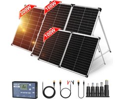 Shoppee Zonnepanelen set - Zonnepanelen met stekker - Hoge Kwaliteit Dubbele Zonnepanelen Compleet Pakket met Stekker en Accu - Zonnepanelen Plat Dak - Voor Thuis Camper en Camping - Zonnepaneel Opvouwbaar - Power Pac