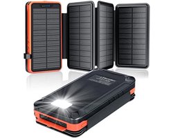 Velox Solar charger - Solar panel - Solar oplader - Solar charger zonnepaneel - Solar charger powerbank - Oranje - 26800mAh