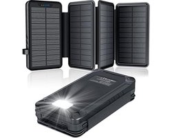 Velox Solar charger - Solar panel - Solar oplader - Solar charger zonnepaneel - Solar charger powerbank - Zwart - 26800 mAh