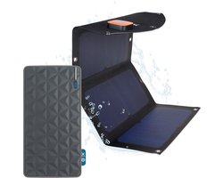 Xtorm Zonnepaneel + Powerbank - 20W Fuel Series Powerbank 20.000mAh + Xtorm SolarBooster 21W Paneel, USB & USB-C poorten, SunPower Technologie, Geschikt voor Smartphones en Tablets