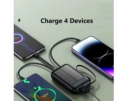 Zonne-Energie Noodpakket powerBank 50000Mah Ingebouwde Kabel Zonne-Oplader 2 Usb-Poorten Externe Oplader Power Bank Met Led Licht Power Bank Nieuw