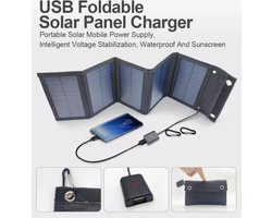 Zonnepaneel - Opvouwbaar zonnepaneel - Sun Power - Zonnecellen Oplaadbatterij - Werkspanning 5V / 10-15W max. vermogen - USB - Zonnepanelen voor buiten - voor Smartphone Camping