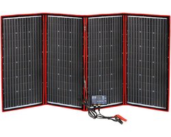 Zonnepaneel - Zonnepanelen compleet pakket - Solar Generator - Flexibele zonnepaneel - Draagbare Powerbank - 300W - Opvouwbaar - Zwart/Rood