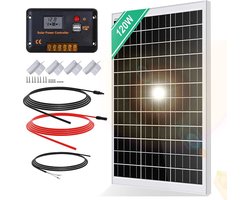 Zonnepanelen - Compleet Pakket - Zonnepaneel Plat Dak - 120W - Zwart met Wit