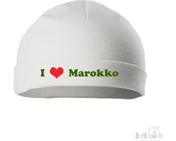 100% katoenen Rolmutsje "Marokko" Unisex Katoen Wit/rood/groen Maat 56/62