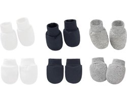 3-pack - Baby Newborn Krabwantjes en Slofjes - Zwart Wit Grijs