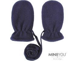 Baby Fleece winter wantjes met koord Navy (3-18 mnd) - handschoenen