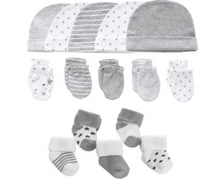 Baby Mutsen Handschoenen en Warme Katoenen Sokken Pasgeboren Essentials Hoeden + Handschoenen + Terry Sokken 0-6 Maanden