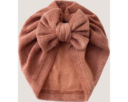 Baby mutsje | Turban Badstof Strik Brons - 62-68