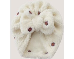 Baby mutsje | Turban Teddy Flower Embroidery Strik - 50-56