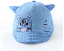 Baby Petje - Baseball Cap - Blauw - Kat - Oren - Katoen - 44/48cm - Baby - Peuter - Kind