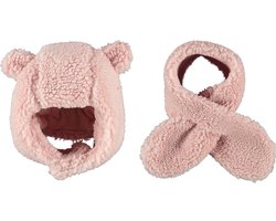 Baby Teddy Muts en Sjaal  - 1-2 jaar - Roze