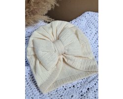 Babymuts - Mutsje - Off white - Muts met strik - Baby - Baby accessoires - Baby haar accessoires - Newborn