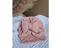 Babymuts - Mutsje - Roze - Muts met strik - Baby - Baby accessoires - Baby haar accessoires - Newborn