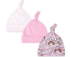 Babymuts set – roze | 3 stuks | Kidzstore.eu