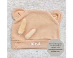 Babymutsje met naam - Newborn - Mutsje - Newborn muts - Mutsje met naam - Gepersonaliseerd - Kraamcadeau - Babymuts - Mutsje bruin Cadeau - Kraam cadeau - Mommy musthave - Baby muts - ZIE BESCHRIJVING VOOR HET DOORGEVEN VAN DE NAAM