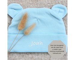 Babymutsje met naam - Newborn - Newbornmuts - Mutsje met naam - Gepersonaliseerd - Kraamcadeau - Babymuts - Mutsje blauw - Cadeau - Kraam cadeau - Mommy musthave - Baby muts - ZIE BESCHRIJVING VOOR HET DOORGEVEN VAN DE NAAM