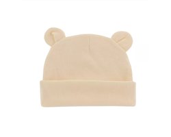 Babymutsje newborn BEERVORM Beige gebroken wit creme - beren oortjes beanie