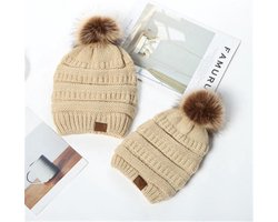 CC - Matching Ouder Baby (18-36 maanden) - Winter Muts Pompom - Beige