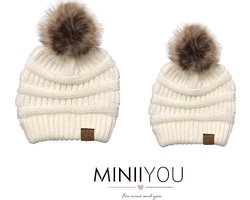 CC - Matching Ouder Baby (18 t/m 36 mnd) Winter Muts Pompom - Wit