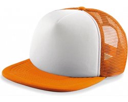 CHPN - Pet - Cap - Oranje/Wit - Truckerspet - Kinderpet - Unisex - Baseball Cap - Polyester - Hoofddeksel - Hippe pet - Unisex - Junior pet