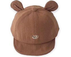 Corduroy Cap met Berenoren - Bruin - Baby - 44/48cm - 3 t/m 18 maanden - Berenoren - Beren Pet met Oren - Ribstof - Honkbal Petje