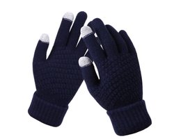 Gebreide handschoenen - touchscreen - one size - warme winter favoriet - Donker blauw