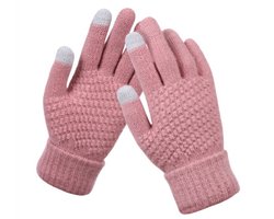 Gebreide handschoenen - touchscreen - one size - warme winter favoriet - Licht roze