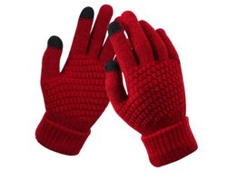 Gebreide handschoenen - touchscreen - one size - warme winter favoriet - Rood