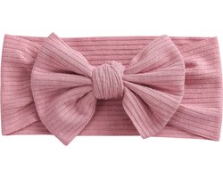 Grannies - baby haarband Faela - kinder haarstrik - hoofdband meisje - zachte stretch - oud roze