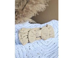 Haarband - Newborn - Baby haarband - Strik - Beige - Baby - 0/6 maanden - Meisjes accessoire - Haar accessoires