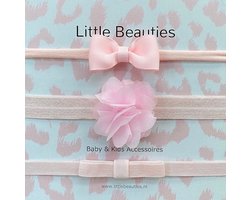 Haarbandjes - Little Beauties - baby - peuter - set 3 stuks - rose - leeftijd 0-36 maanden - kraamkado - baby musthave - newborn - strik - bloem - haaraccessoire  - babyshower - fijn - meisje