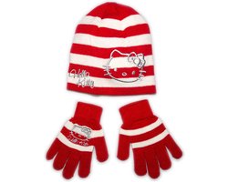 Hello Kitty muts en handschoenen winterset | 54cm | Rood