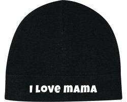 I love mama Baby muts - 0-9 maanden - Zwart - 100% Biologisch katoen - Newborn - kraamcadeau - kraamcadeau - Winter - baby cadeau - Mama - Papa