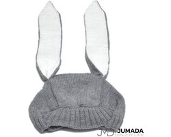 Jumada's Mutsje met Konijnenoren voor Baby - Kindermuts - Bunny Muts - Grijs