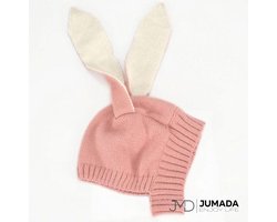 Jumada's Mutsje met Konijnenoren voor Baby - Kindermuts - Bunny Muts - Roze