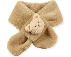 Kinder Sjaal - Baby - Beertje - Pluche - Khaki - 70cm - Winter - Kind - Jongen - Meisje - Warm - Gevoerd - Kindersjaal