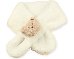 Kinder Sjaal - Baby - Beertje - Pluche - Wit - 70cm - Winter - Kind - Jongen - Meisje - Warm - Gevoerd - Kindersjaal