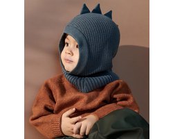 LIEWOOD - Muts met nekwarmer - Balaclava - Winter Muts - Blauw - 9 tot 12 maanden - Rekbare stof - 100% Organisch