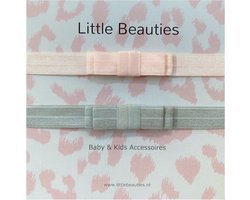 Little Beauties - haarbandjes - set 2 stuks - baby - peuter - newborn - babygift - kraamcadeau - babyshower - rose - grijs