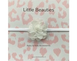 Little Beauties - zacht haarbandje - wit - baby - peuter - newborn - babygift - kraamkado - meisje - bloemetje