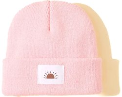 Little koekies - Stoere wintermuts - roze - koud - winter - kraamcadeau - 0-6 maanden