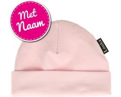 Louka babymutsje met naam licht roze-newborn-katoen