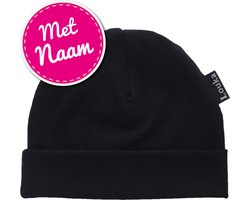 Louka babymutsje met naam zwart-newborn-0-3mnd