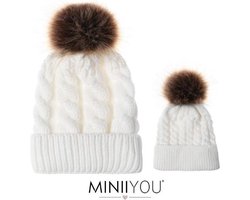 Matching Ouder Baby (3-24 mnd) Winter Muts Pompom - Wit