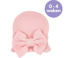 May Mays - Beau Newborn Mutsje - Strik Roze - 0-4 weken - Prematuur