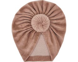 May Mays - Mae Babymutsje - Turban Velvet Taupe - 0-2 jaar